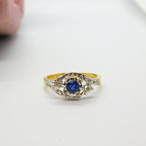 18ct Gold, Sapphire & 0.1ct Diamond Crossover Ring Vintage 1964 London