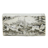 Victorian Sterling Silver Chased Fox Hunting Vesta Case Antique 1876 Birmingham