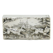Victorian Sterling Silver Chased Fox Hunting Vesta Case Antique 1876 Birmingham