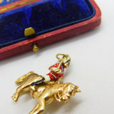 9ct Yellow Gold & Enamel Royal Horse Guard Cavalry Charm 1972 London Vintage