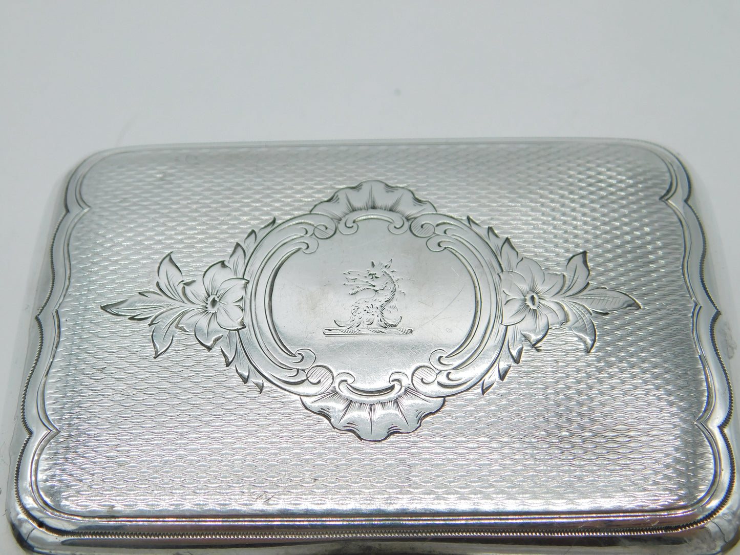 Victorian Russian Sterling Silver Cigar Box Dragon Crest Antique Moscow c1860