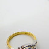 18ct Gold, Sapphire & 0.1ct Diamond Crossover Ring Vintage 1964 London