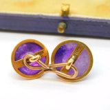 Boxed Victorian Pair of 15ct Rose Gold Conical-Cut Amethyst Gents Cufflinks Antique c1880s
