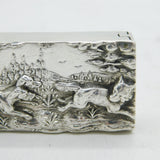 Victorian Sterling Silver Chased Fox Hunting Vesta Case Antique 1876 Birmingham