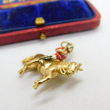 9ct Yellow Gold & Enamel Royal Horse Guard Cavalry Charm 1972 London Vintage