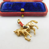 9ct Yellow Gold & Enamel Royal Horse Guard Cavalry Charm 1972 London Vintage