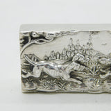 Victorian Sterling Silver Chased Fox Hunting Vesta Case Antique 1876 Birmingham