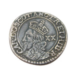 King Charles I Hammered Silver 20 Pence Coin Antique 1625-1649 Fine Condition