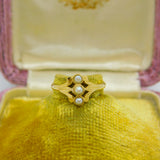 Victorian French 18ct Yellow Gold & Pearl Set Small Dress Ring Antique c1840