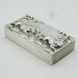 Victorian Sterling Silver Chased Fox Hunting Vesta Case Antique 1876 Birmingham