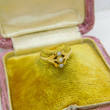 Victorian French 18ct Yellow Gold & Pearl Set Small Dress Ring Antique c1840