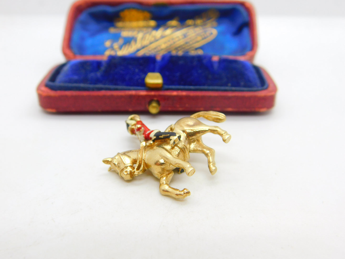 9ct Yellow Gold & Enamel Royal Horse Guard Cavalry Charm 1972 London Vintage