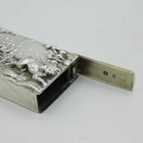 Victorian Sterling Silver Chased Fox Hunting Vesta Case Antique 1876 Birmingham