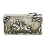 Victorian Sterling Silver Chased Horse Racing Vesta Case Antique 1892 Birmingham