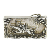 Victorian Sterling Silver Chased Horse Racing Vesta Case Antique 1892 Birmingham