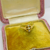 Victorian French 18ct Yellow Gold & Pearl Set Small Dress Ring Antique c1840