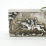 Victorian Sterling Silver Chased Horse Racing Vesta Case Antique 1892 Birmingham