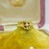 Victorian French 18ct Yellow Gold & Pearl Set Small Dress Ring Antique c1840