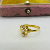 Victorian French 18ct Yellow Gold & Pearl Set Small Dress Ring Antique c1840