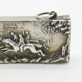 Victorian Sterling Silver Chased Horse Racing Vesta Case Antique 1892 Birmingham