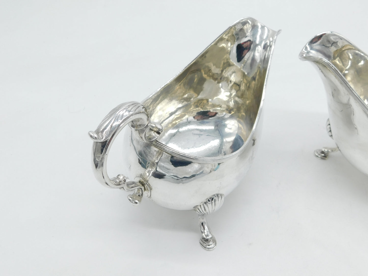 George III Irish Pair of Sterling Silver Crested Sauce Boats Antique 1793 Dublin