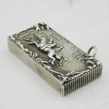Victorian Sterling Silver Chased Horse Racing Vesta Case Antique 1892 Birmingham