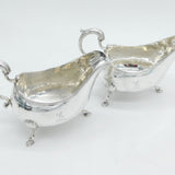 George III Irish Pair of Sterling Silver Crested Sauce Boats Antique 1793 Dublin