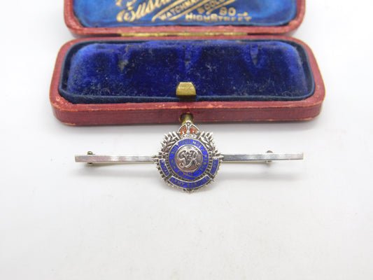 WWII Sterling Silver & Enamel Army Service Sweetheart Brooch c1940 Antique