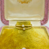 Victorian French 18ct Yellow Gold Pearl Set Crossover Band Ring Antique c1840
