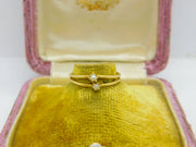 Victorian French 18ct Yellow Gold Pearl Set Crossover Band Ring Antique c1840