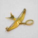 Victorian 15ct Yellow Gold Opal Drop Swallow Brooch Antique c1890 Birmingham