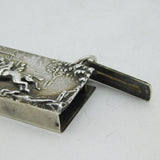 Victorian Sterling Silver Chased Horse Racing Vesta Case Antique 1892 Birmingham