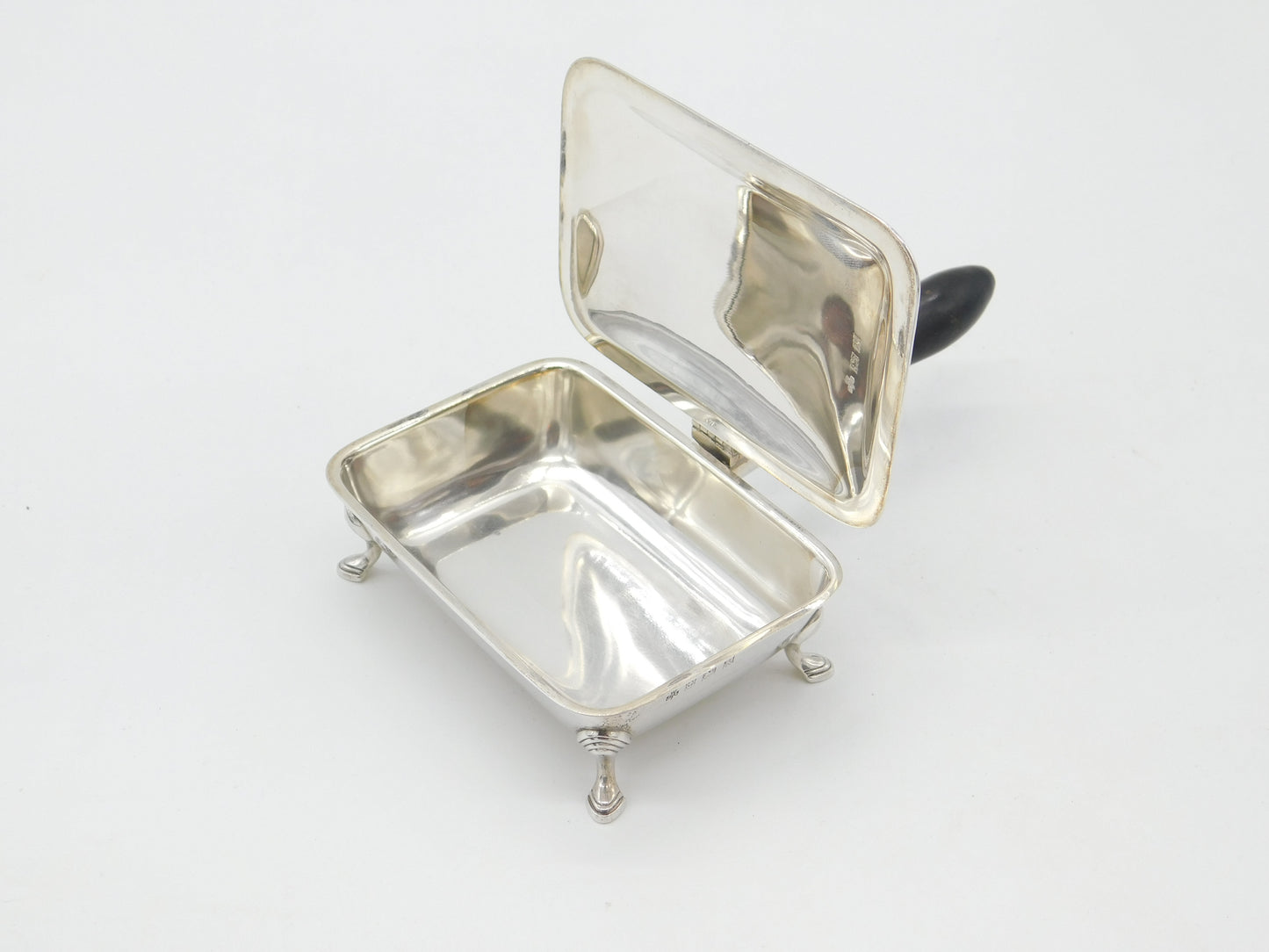 Sterling Silver & Wooden 'Senior Service' Cigarette Ashtray 1959 Mid-Century