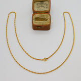 9ct Yellow Gold Essential Rope Chain Necklace 56cm 22" Length Vintage c1970