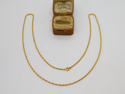 9ct Yellow Gold Essential Rope Chain Necklace 56cm 22" Length Vintage c1970