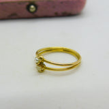 Victorian French 18ct Yellow Gold Pearl Set Crossover Band Ring Antique c1840