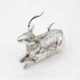 Cambodian Sterling Silver Deer Form Betel Nut Box Antique c1940 Art Deco no