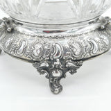 19th Century Maltese Sterling Silver & Cut Glass Centrepiece Dish Antique c1860