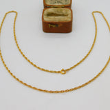 9ct Yellow Gold Essential Rope Chain Necklace 56cm 22" Length Vintage c1970