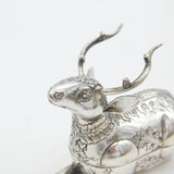 Cambodian Sterling Silver Deer Form Betel Nut Box Antique c1940 Art Deco no