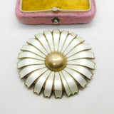 Norwegian Oystein Balle Sterling Silver Enamel Daisy Flower Brooch Antique c1940