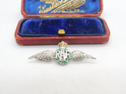 WWII Sterling Silver & Enamel RAF Wings Sweetheart Brooch Antique c1940
