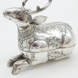 Cambodian Sterling Silver Deer Form Betel Nut Box Antique c1940 Art Deco no