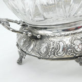 19th Century Maltese Sterling Silver & Cut Glass Centrepiece Dish Antique c1860