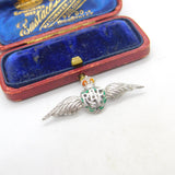 WWII Sterling Silver & Enamel RAF Wings Sweetheart Brooch Antique c1940