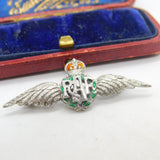 WWII Sterling Silver & Enamel RAF Wings Sweetheart Brooch Antique c1940