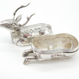 Cambodian Sterling Silver Deer Form Betel Nut Box Antique c1940 Art Deco no