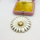 Norwegian Oystein Balle Sterling Silver Enamel Daisy Flower Brooch Antique c1940