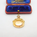 9ct Rose Gold Floral Watch Chain Fob Medal 1923 Birmingham Antique Deco