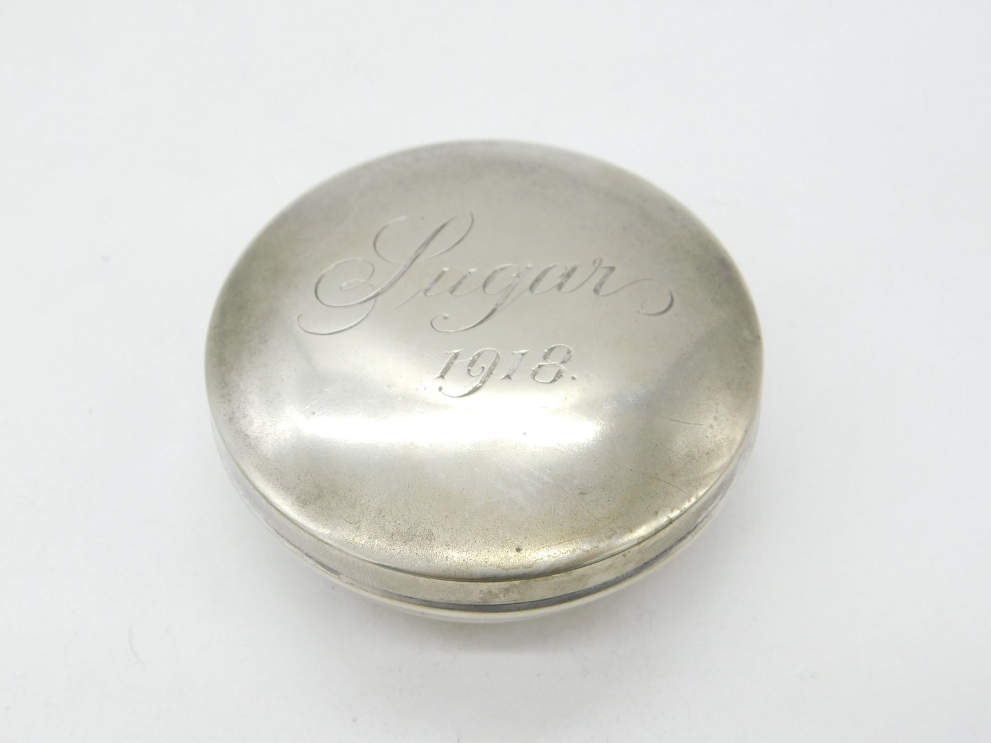 Silver Plated 'Sugar, 1918' Snuff or Tobacco Box Antique Art Deco EPNS